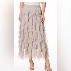 Tan /Gold Ruffled Tiered Skirt